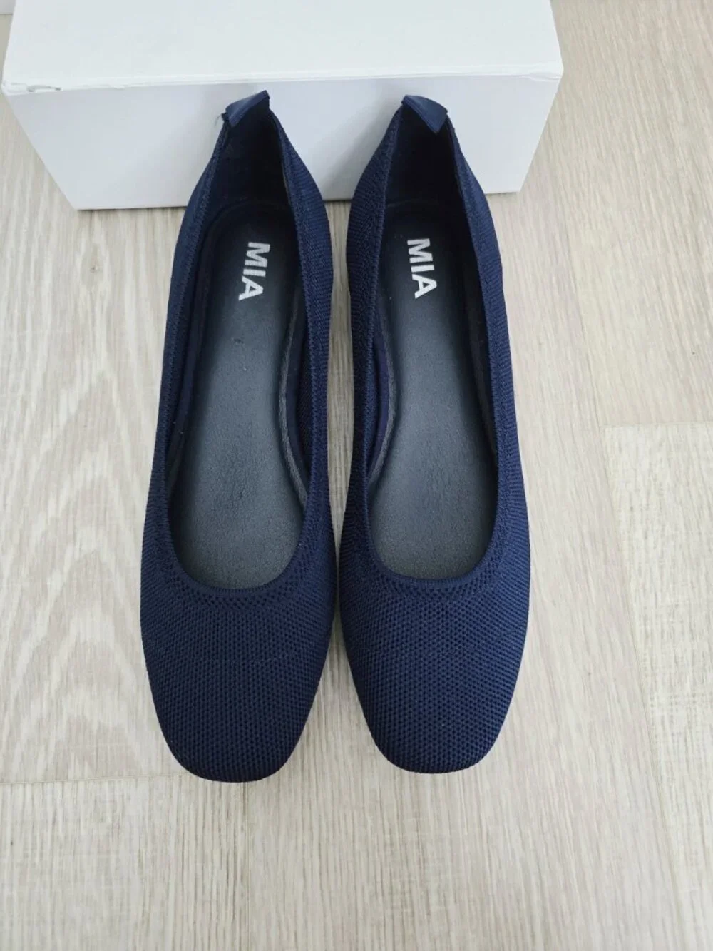 Mia Rasia Navy Ballet Ballerina Flats Shoes 11 Knit Slip On Round Toe Womens